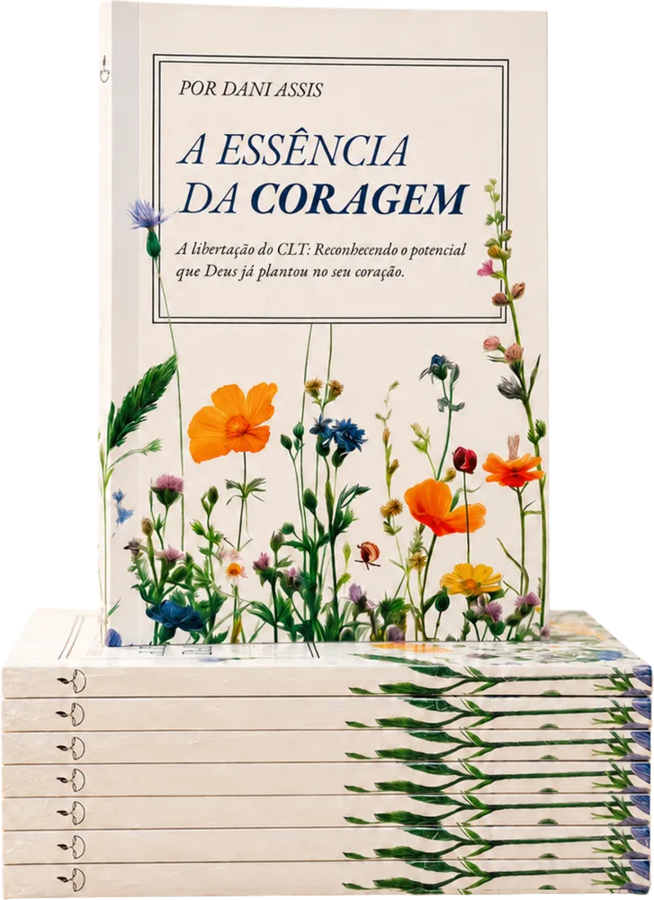 Exemplares do livro A Essência da Coragem, de Dani Assis, empilhados